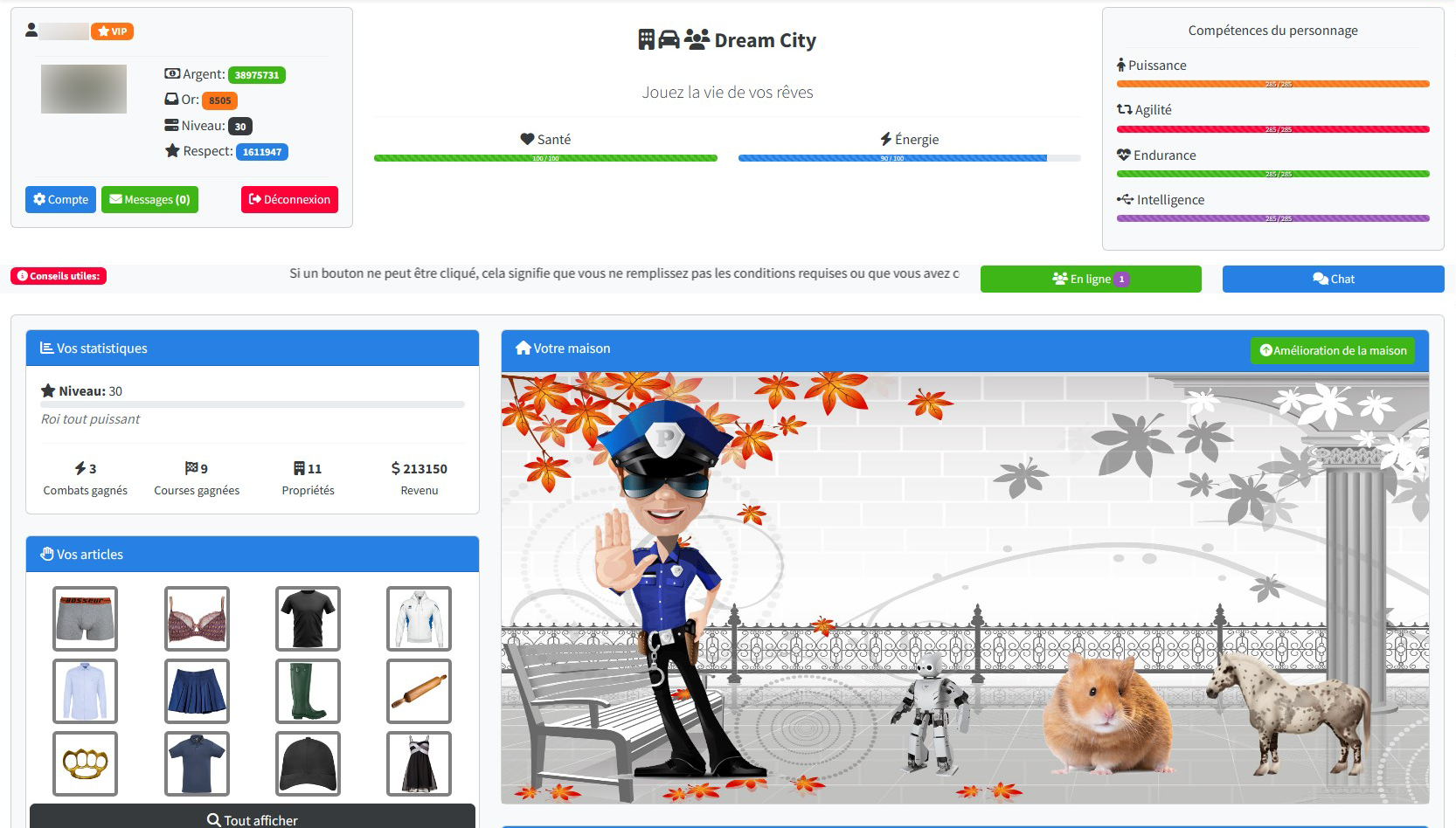 Dream City est un jeu en ligne par navigateur où vous créez votre vie virtuelle.