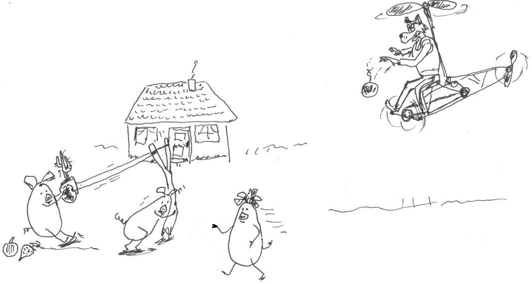 Cover image for Three Little Pigs: a fable of intergenerational vengeance and tower defence