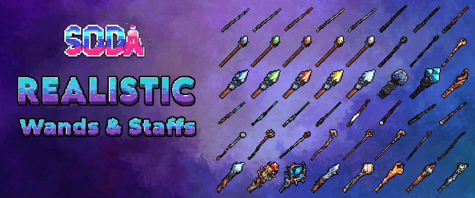 Realistic 32x32 Wands and Staffs Icon Pack