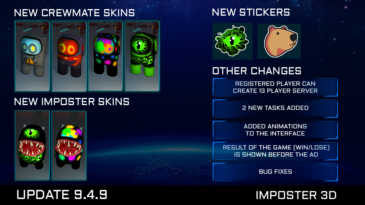 v9.4.9 - big skin update! - Imposter 3D: online horror by SnowBat