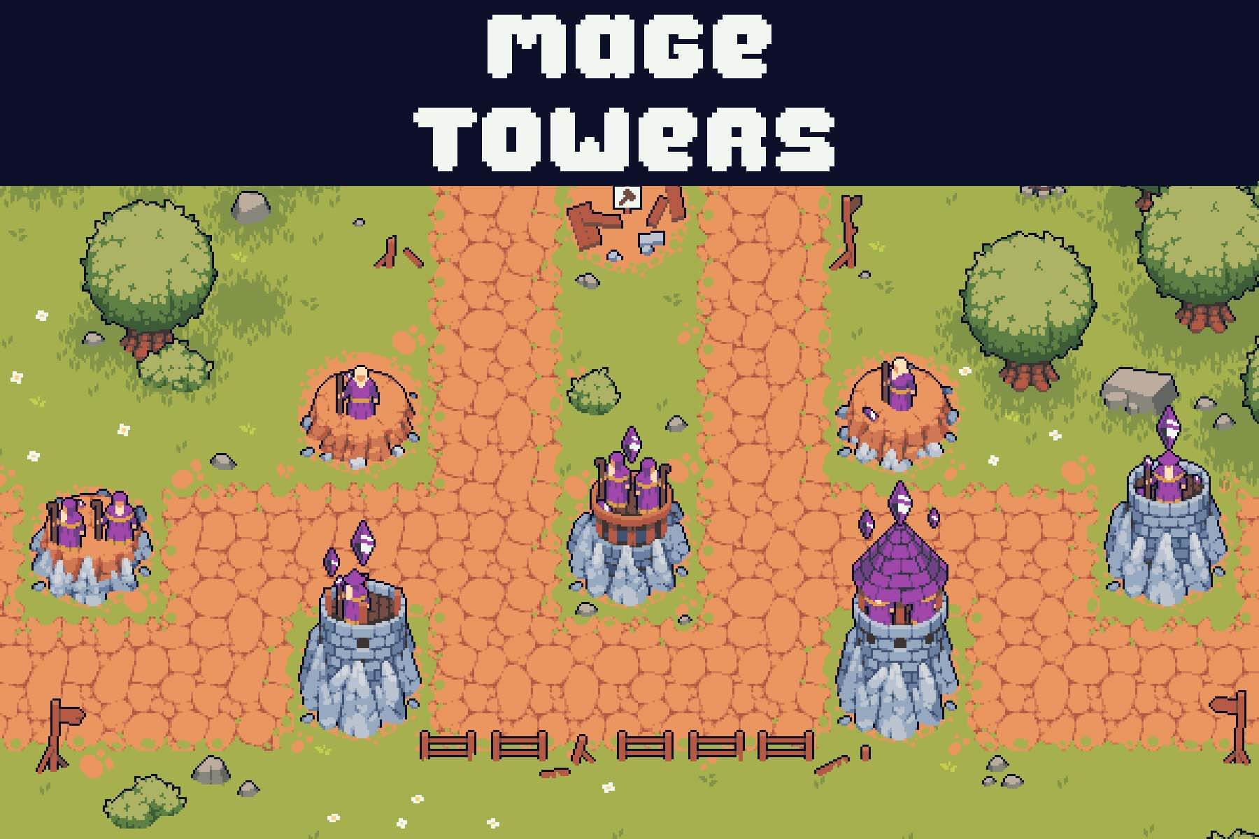 Mage Towers Pixel Asset Pack for TD by Free Game Assets (GUI, Sprite ...