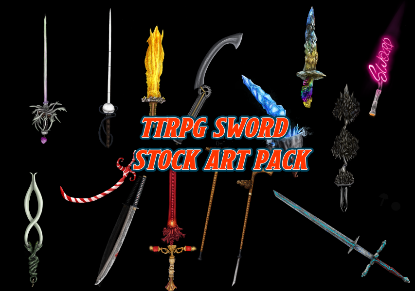 15 fantasy Sword stock art pack
