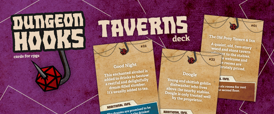 Dungeon Hooks Taverns Deck - Tavern cards for RPGs