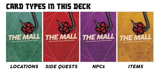 This deck features locations, side quests, NPCs, and item cards!