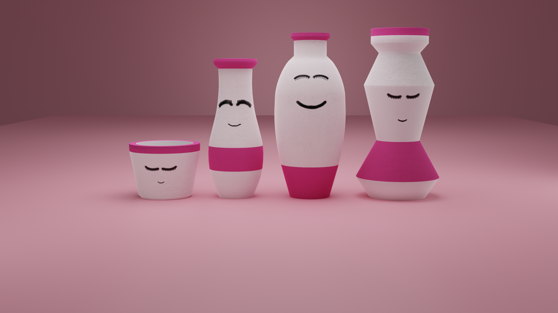 Decorative Cute Vases Low-Poly 3D model
