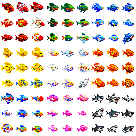 Tropical Fishing Assets - Pixelart / Pixel Art spriteTropical fish Pack ...