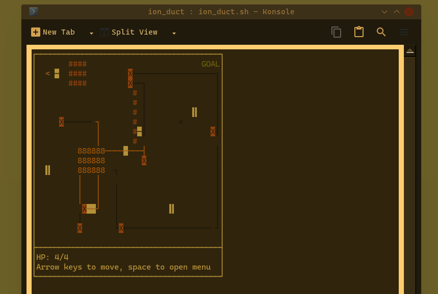 The first level of the game in the terminal emulator