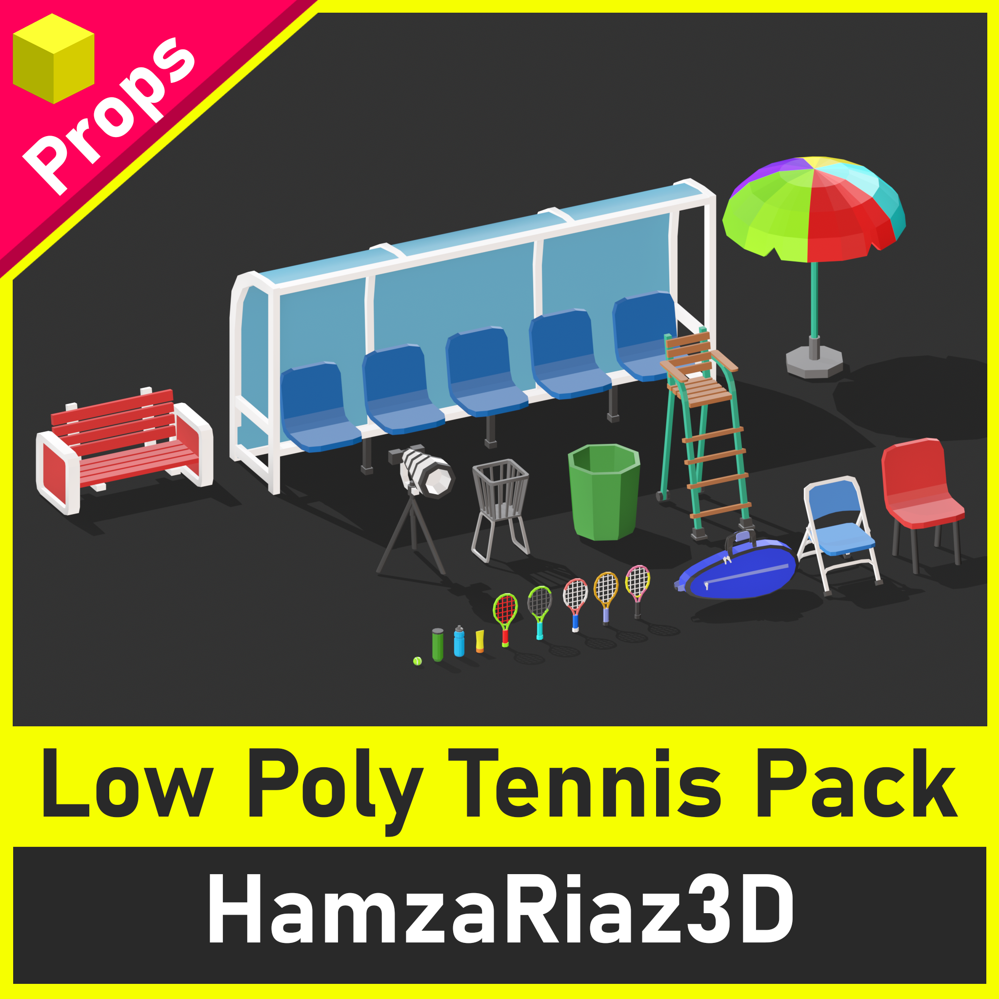 Low Poly Tennis Pack - Props