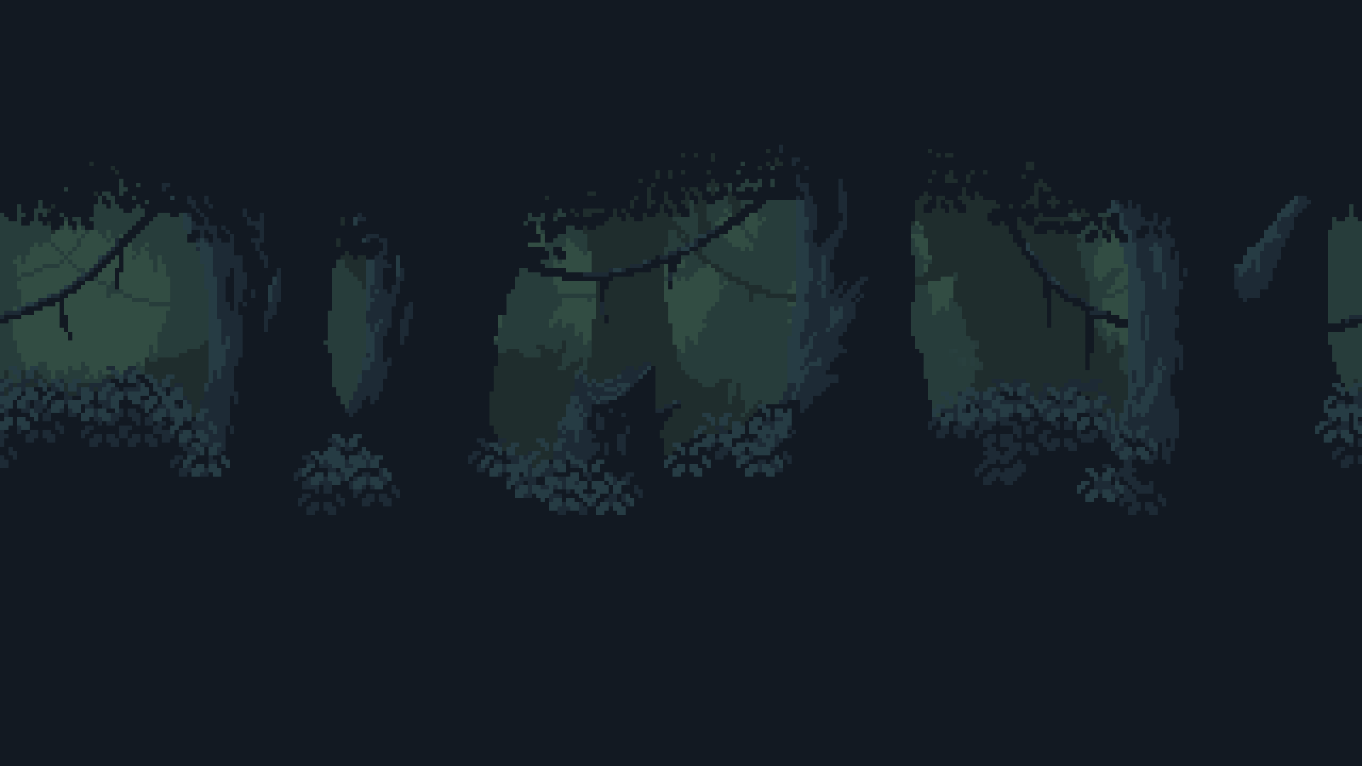 Dark Forest Parallax Background in Pixel Art