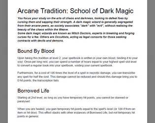 5e Supplement - School of Dark Magic Subclass  