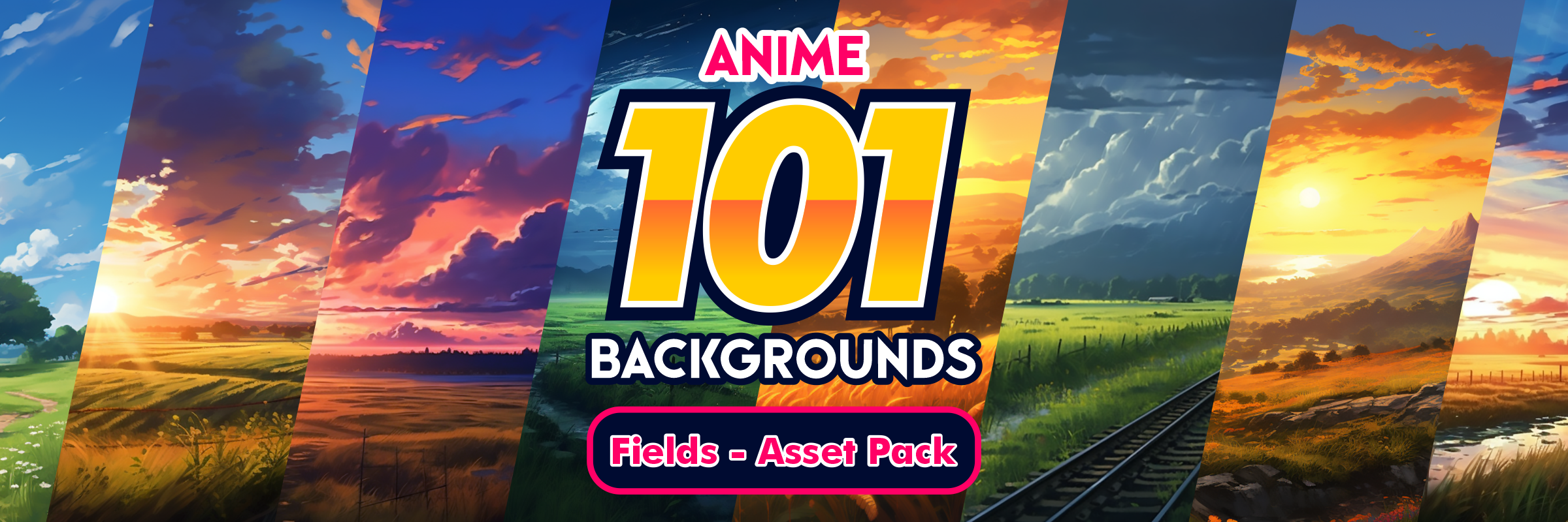 [FREE] 101 Anime Backgrounds - Fields - Asset Pack
