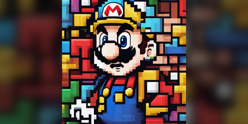 Um jogo estilo pixel art com super mario bros. plataforma de