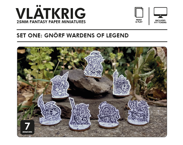 Cover image for Gnörf Wardens of Legend: Vlätkrig Paper Minis Set One