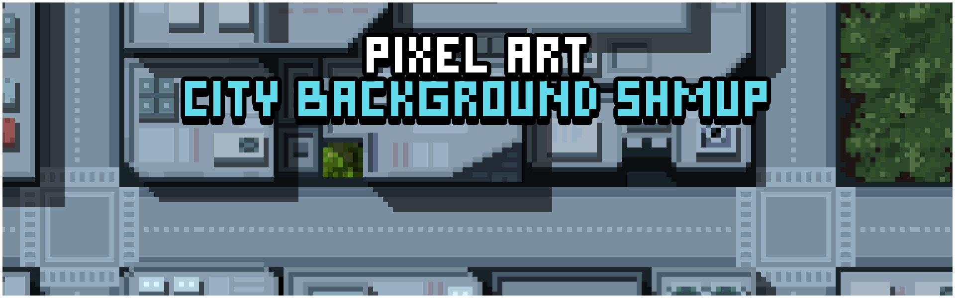 Pixel Art City Background for SHMUP