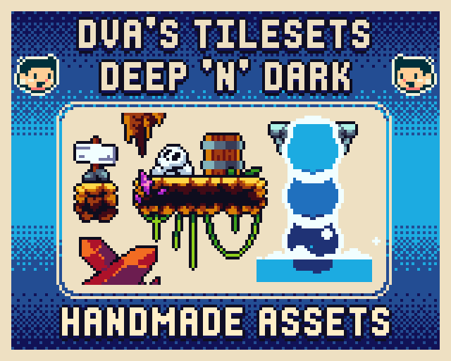 DVA'S Platformer Tileset Asset Pack: Deep 'N' Dark by DanVelasquezArt