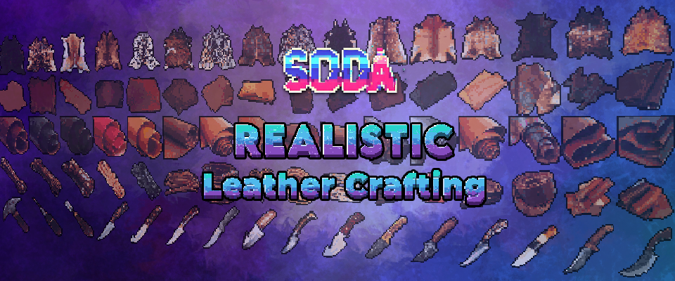 Realistic 32x32 Leather Crafting Icon Pack