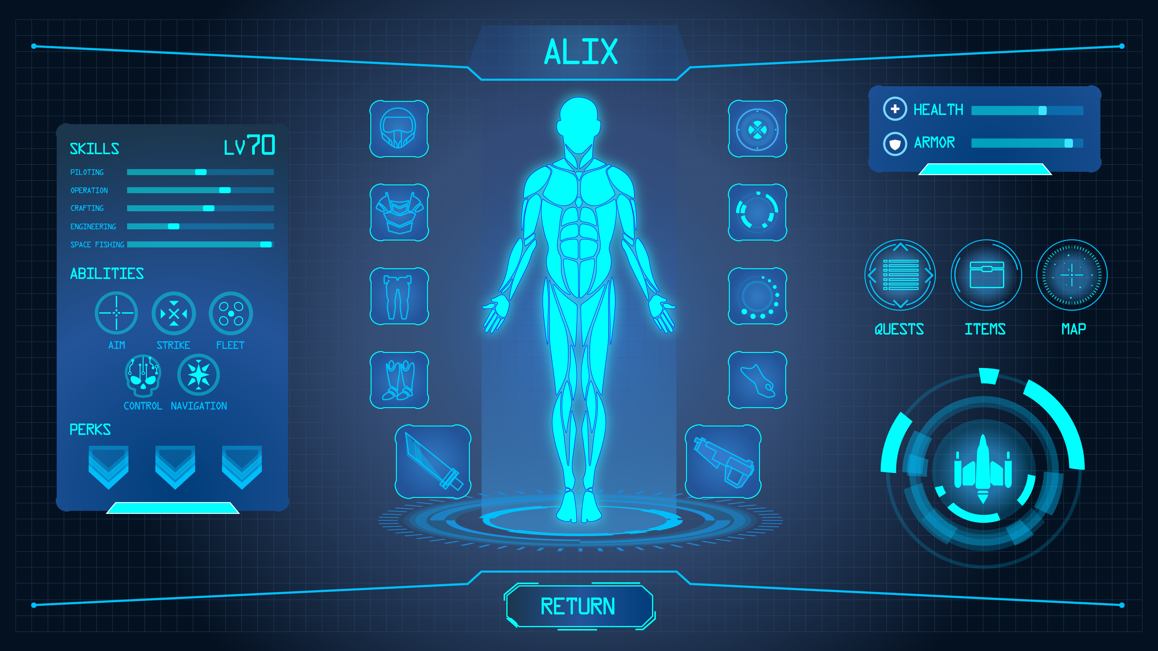 Galactic HUD - Futuristic Space Character Screen UI