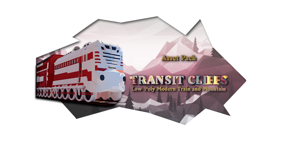 Transit Cliffs: Low-Poly Modern Train and Mountain