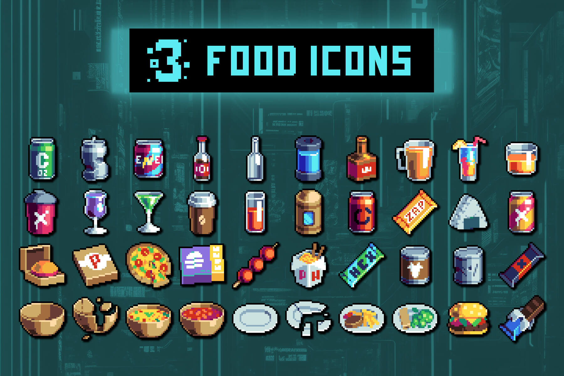 Street Snacks Pixel Art 32x32 Icon Pack 