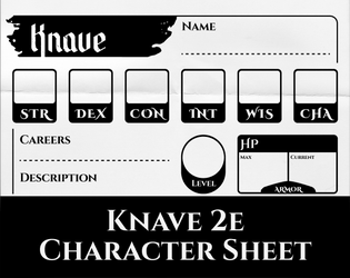 Knave 2e Character Sheet (unofficial)   - Printable character sheet for Knave 2e TTRPG 