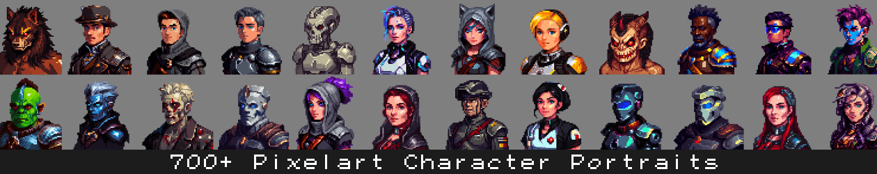 700+ Pixel Art RPG Character Portraits Sprites Pack