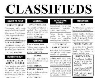 CLASSIFIEDS   - Unsettling small adds for the 1990s 