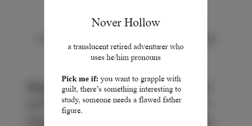 Cover image for Nover Hollow, a Yazeba's B&B Guest