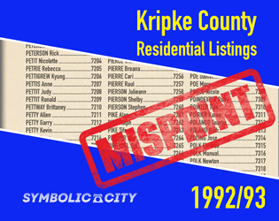 Kripke County Residential Listing, 1992-93 [MISPRINT]   - d10,000 NPC names based on the most common first- and surnames found in the 1990 US Census 