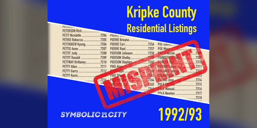 Cover image for Kripke County Residential Listing, 1992-93 [MISPRINT]
