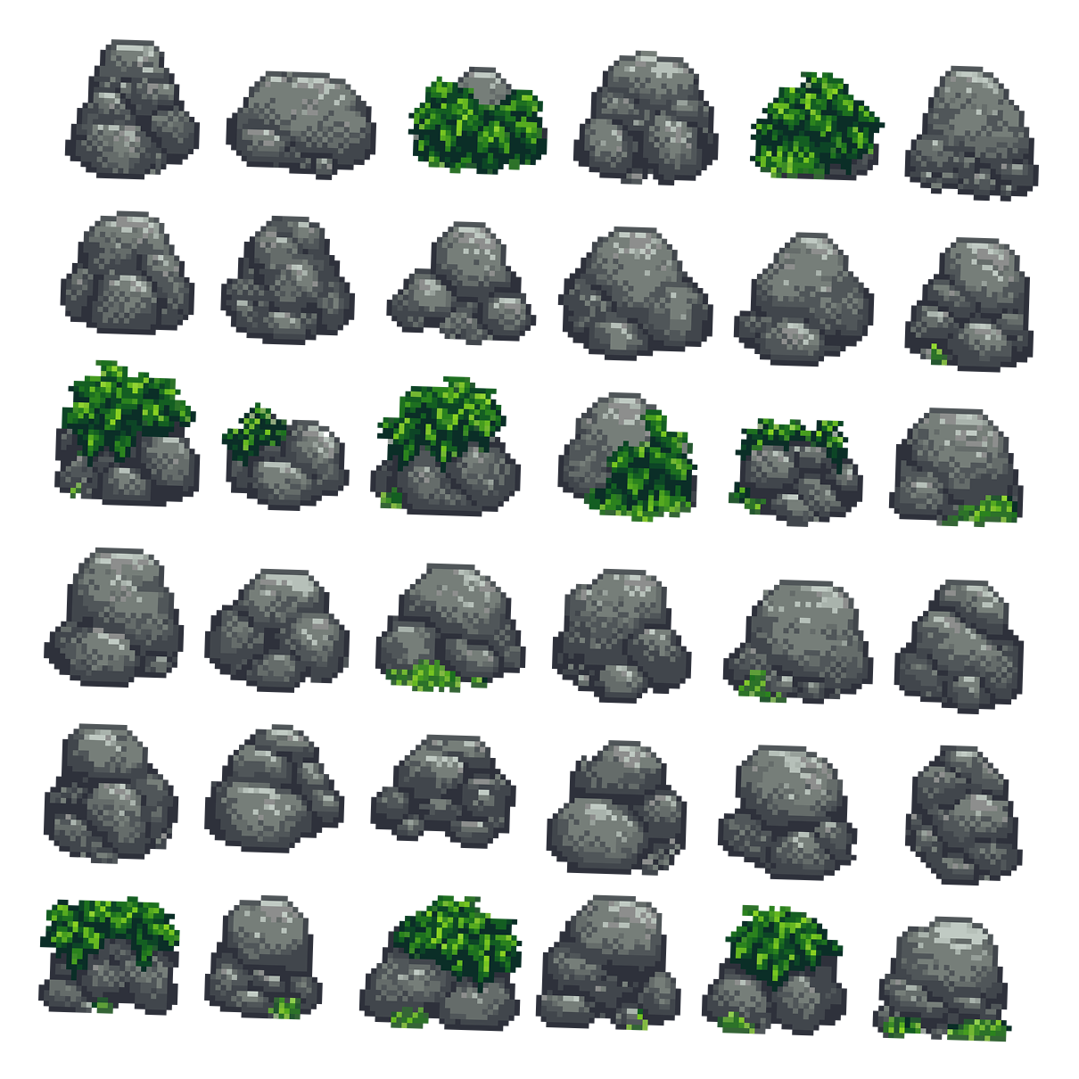 36 Rocks Pack V2 Top down Assets Pixelart Pixel Art Rock Pack By 