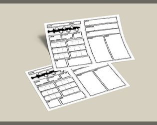 Black Sword Hack - Anti-hammerspace Character sheet   - A4 or A5 hand drawn character sheet using Anti-hammerspace inventory 