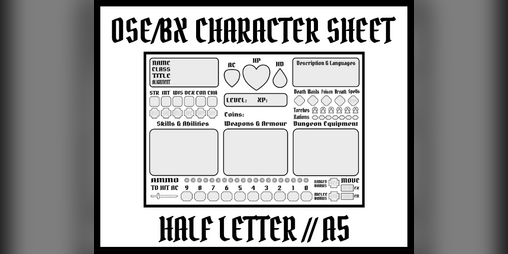 Cover image for OSE/BX A5/Half Letter Character Sheet