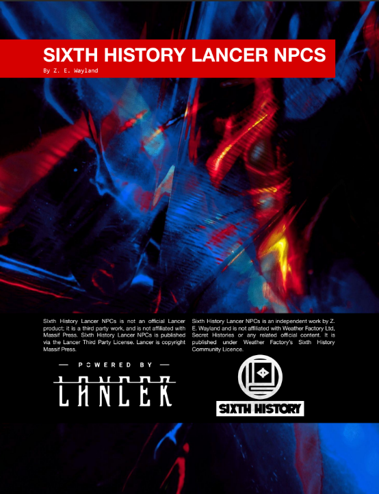 Cover image for Sixth History Lancer NPCs