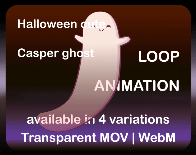 Cute Casper Halloween Ghost Loop animation for Vtubers / Game Developers