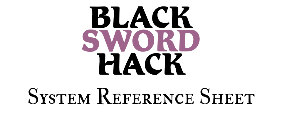 Black Sword Hack - System Reference Sheet