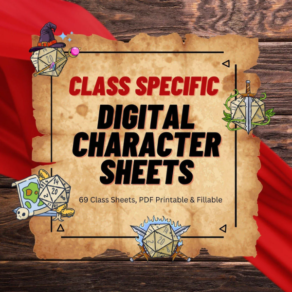 Dungeons and Dragons Character Sheets - Specific and Generic by Dice Goblin