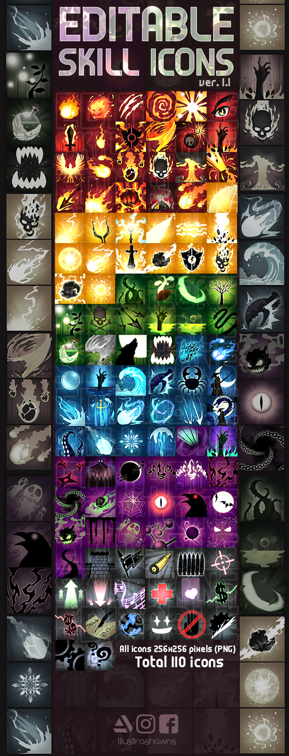 Editable RPG Skill Icons by illustrashawns