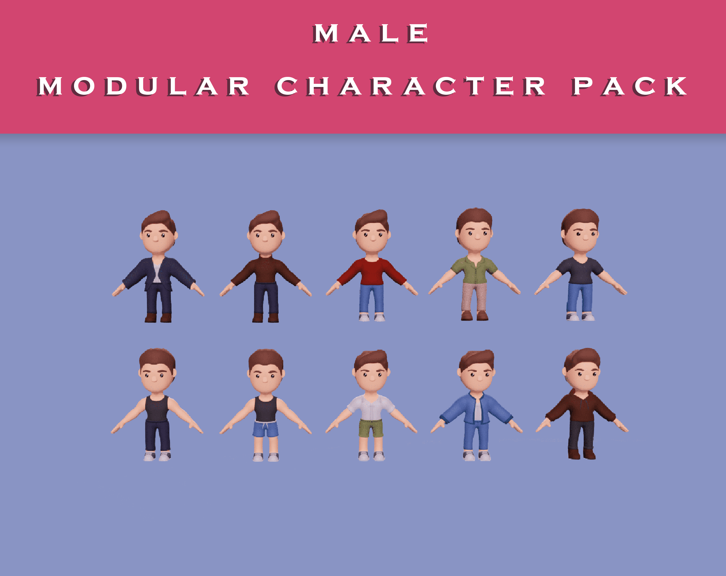 Low Poly Modular Character Assets - Male Pack