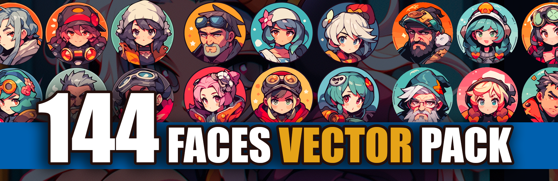144 VECTOR CHARACTER FACES