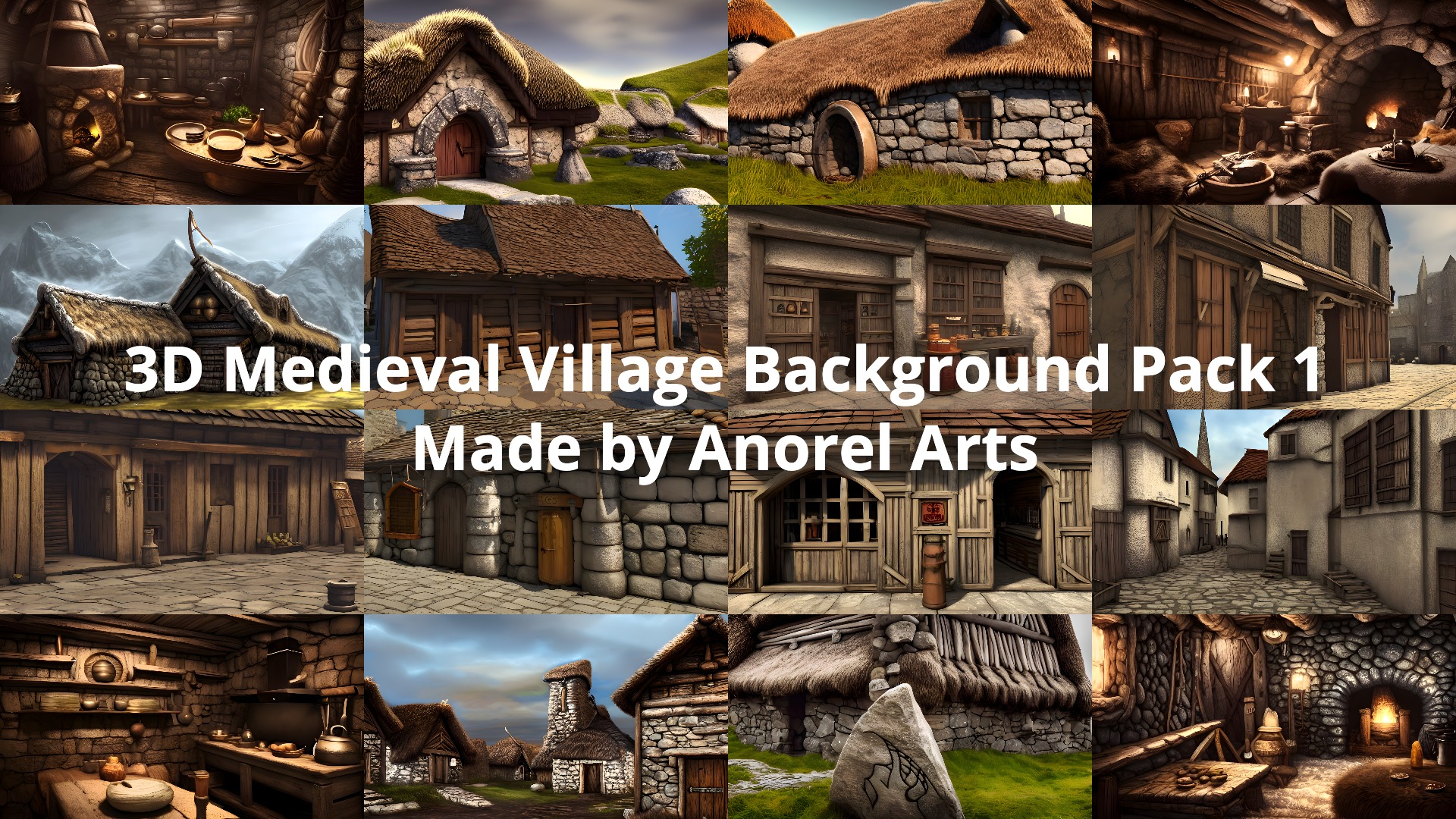 3D Medieval Village Background Pack 1