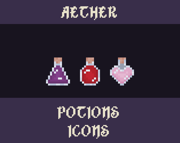 Pixel Art Potions Icon Pack 16x16 - Aether (81 Icons)