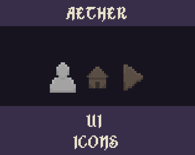 Pixel Art UI Icon Pack 16x16 - Aether (155 Icons)