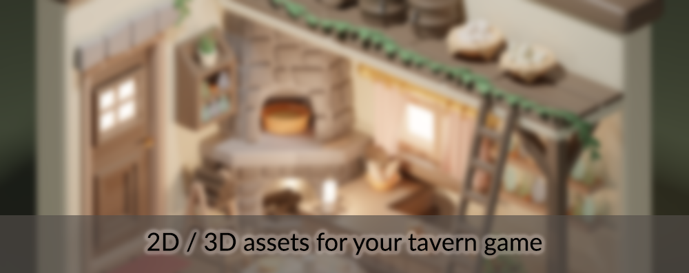 2D and 3D Medieval slavic tavern game assets