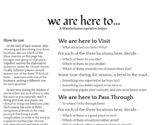 we are here to...   - A one-page narrative aid for Wanderhome 