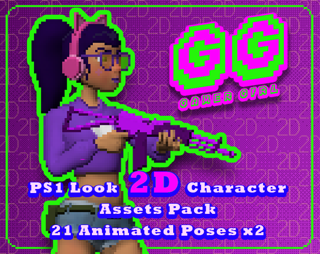Character Assets pack - Gamer Girl 2D by Barely_Games