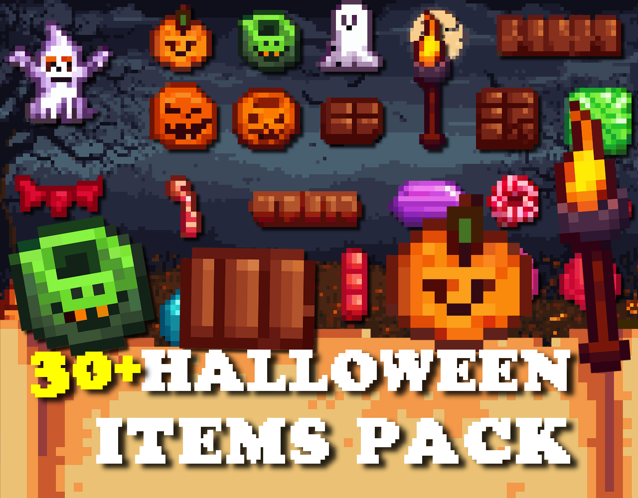 Halloween Candies and items pack Top-down Assets - Pixelart / Pixel Art ...