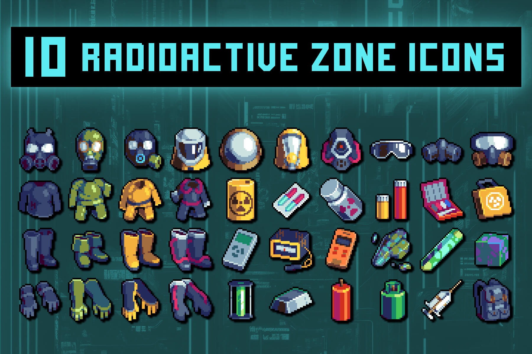 Free Radioactive Zone Icons Pixel Art 32x32 By Free Game Assets (GUI ...