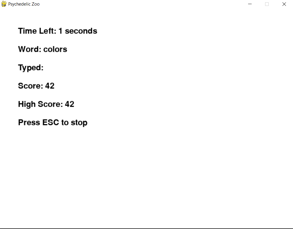 Psychedelic Zoo Typing Game by kewlsnake