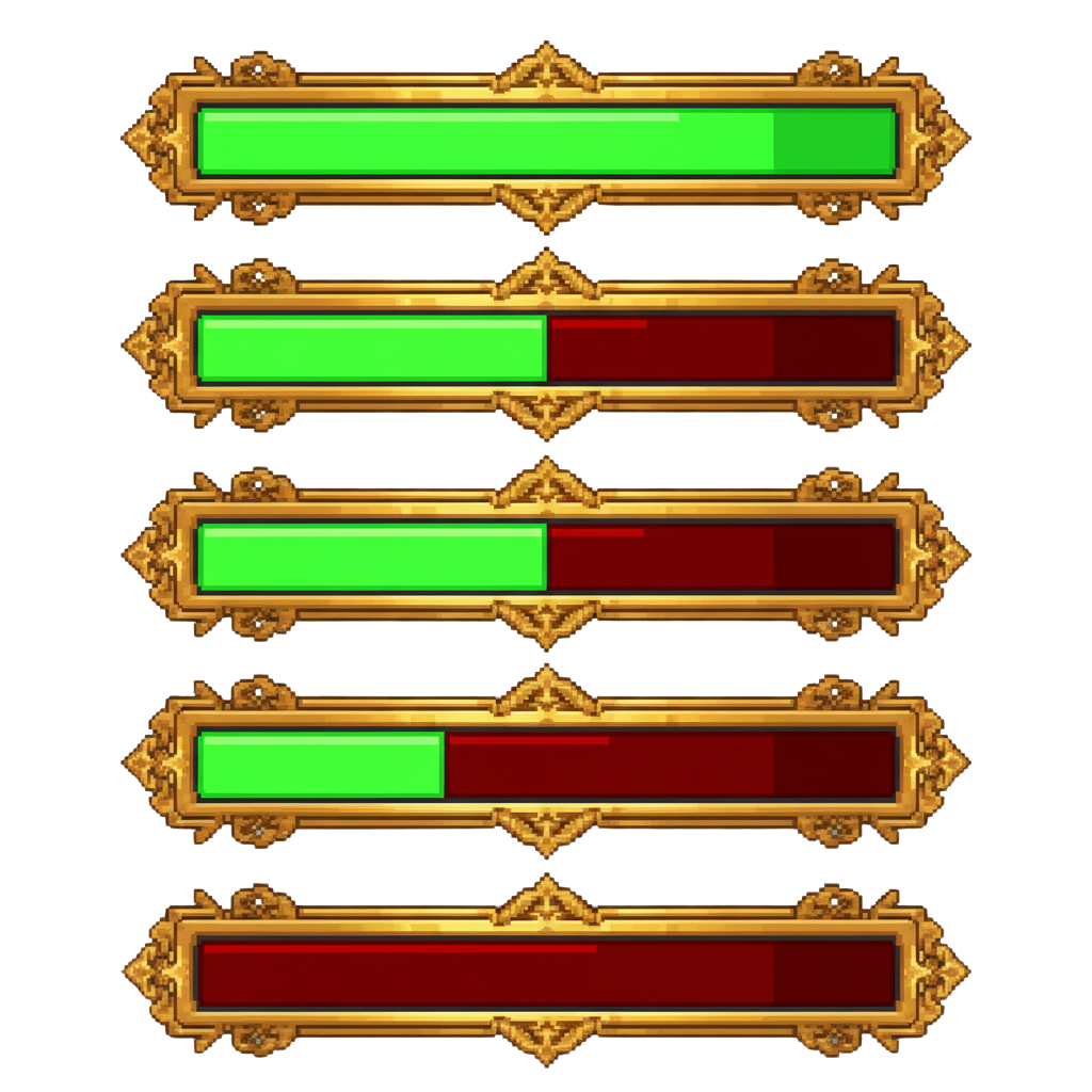 Medieval Fantasy Health Bar Pixel Art RPG UI HUD Asset By Charlescito 