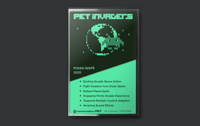 "PET Invaders Physical Media Kit" (mockup)